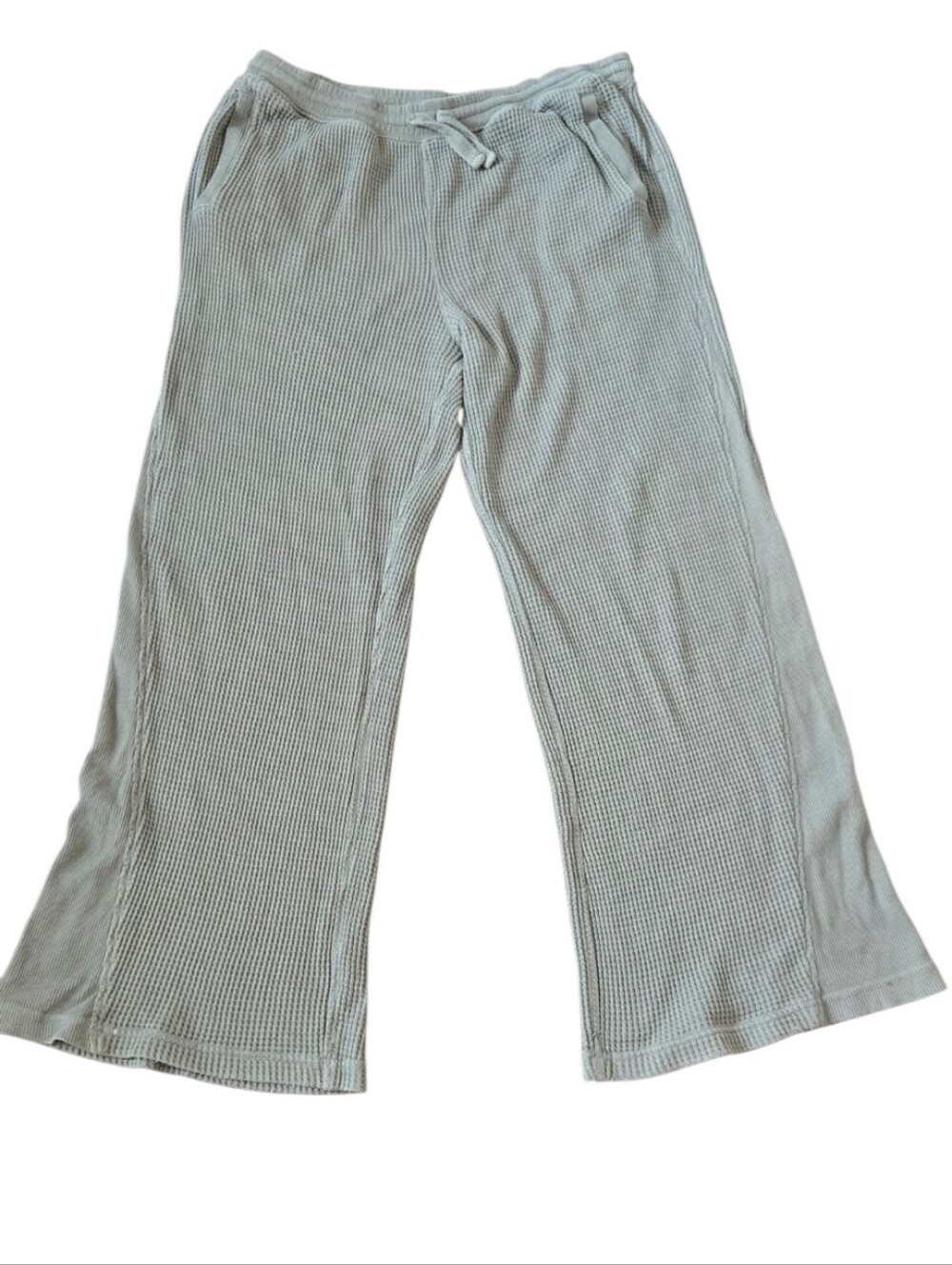 Aerie waffle knit wide leg lounge pants in size Large. Olive/sage green color wi - Picture 2 of 11